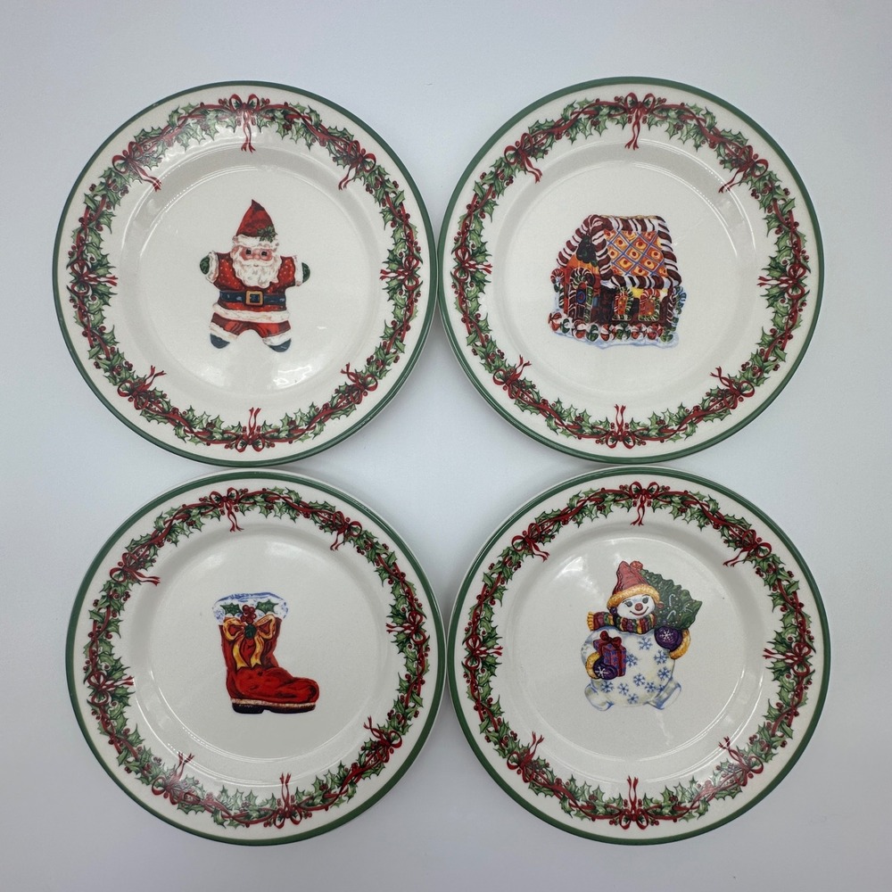 Christopher Radko Traditions Holiday Celebrations Salad Plates Set of 4 8in